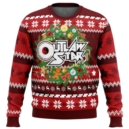 christmas time outlaw star ugly christmas sweater 1 Christmas Time Outlaw Star Ugly Christmas Sweater - Image 1