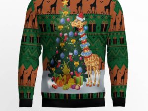 Christmas Tree Giraffe Ugly Christmas Sweater - Image 1