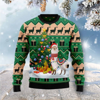 christmas tree llama ugly christmas sweater gift 1 Christmas Tree Llama Ugly Christmas Sweater Gift - Image 1