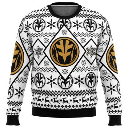 christmas white ranger power rangers ugly christmas sweater 1 Christmas White Ranger Power Rangers Ugly Christmas Sweater - Image 1