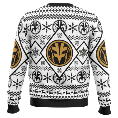 christmas white ranger power rangers ugly christmas sweater 2 Christmas White Ranger Power Rangers Ugly Christmas Sweater - Image 2