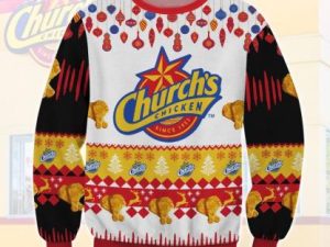 Churchs Chicken Ugly Christmas Sweater Holiday Gift - Image 1
