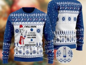 Ciroc Cat Hat Will Drink Everywhere Ugly Christmas Sweater - Image 1