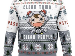 Clean Town Clean People Psycho Pass Ugly Christmas Sweater - Image 1