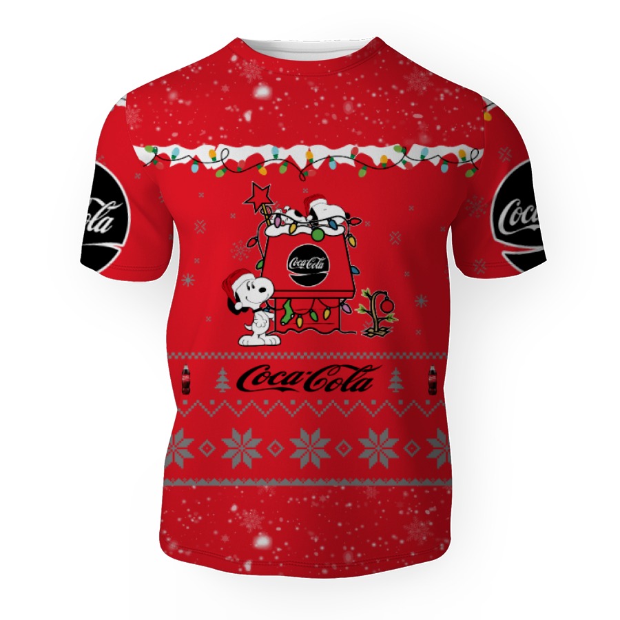 coca cola soft drink american merry christmas snoopy house cute fan gift 3d unisex t shirt 1 Coca Cola Soft Drink American Merry Christmas, Snoopy House Cute Fan Gift-3D Unisex T-Shirt - Image 1