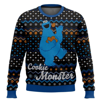 cookie monster ugly christmas sweater 1 Cookie Monster Ugly Christmas Sweater - Image 1