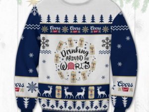 Coors Banquet Drinking Around World Ugly Christmas Sweater - Image 1