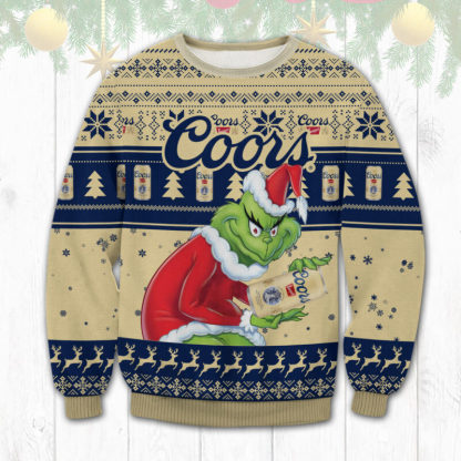 coors banquet grinch ugly christmas sweater 1 Coors Banquet Grinch Ugly Christmas Sweater - Image 1