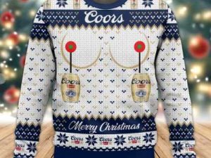 Coors Banquet Titties Funny Ugly Christmas Sweater - Image 1