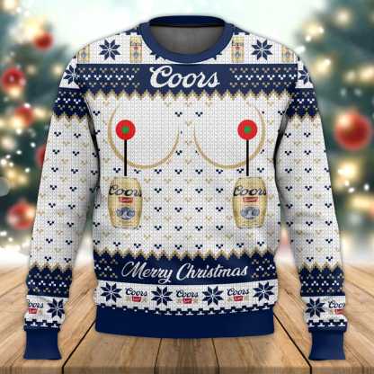 coors banquet titties funny ugly christmas sweater 1 Coors Banquet Titties Funny Ugly Christmas Sweater - Image 1