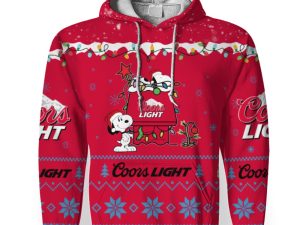 Coors Light American Merry Christmas, Snoopy House Cute Fan Gift-3D Unisex Hoodie - Image 1