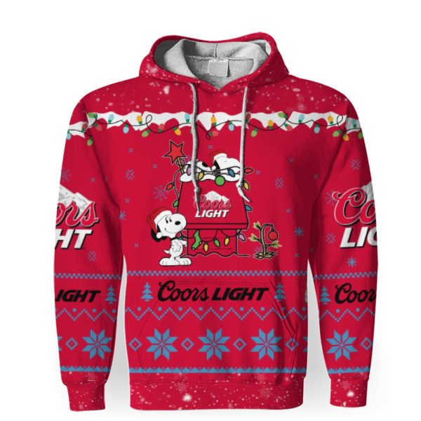 Coors Light American Merry Christmas, Snoopy House Cute Fan Gift-3D Unisex Hoodie - Image 1