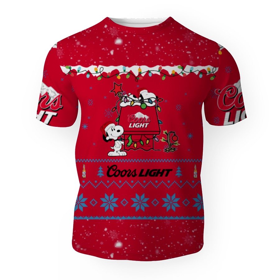 coors light american merry christmas snoopy house cute fan gift 3d unisex t shirt 1 Coors Light American Merry Christmas, Snoopy House Cute Fan Gift-3D Unisex T-Shirt - Image 1