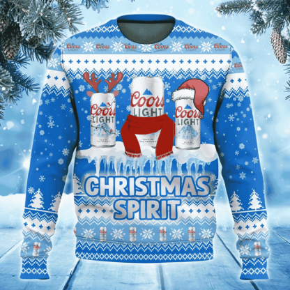 coors light beer christmas spirit ugly christmas sweater 1 Coors Light Beer Christmas Spirit Ugly Christmas Sweater - Image 1
