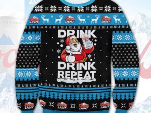 Coors Light Drink Repeat Ugly Christmas Sweater - Image 1