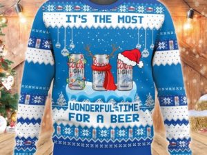 Coors Light Its The Most Wonderful Time For A Beer Ugly Christmas Sweater - Image 1