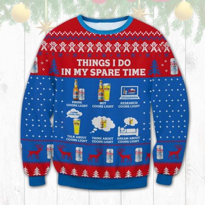 coors light spare time ugly christmas sweater 1 Coors Light Spare Time Ugly Christmas Sweater - Image 1