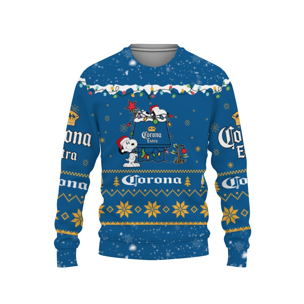 corona extra american merry christmas snoopy house cute fan gift 3d sweatshirt 1 Corona Extra American Merry Christmas, Snoopy House Cute Fan Gift-3D Sweatshirt - Image 1