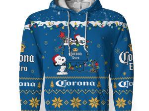 Corona Extra American Merry Christmas, Snoopy House Cute Fan Gift-3D Unisex Hoodie - Image 1
