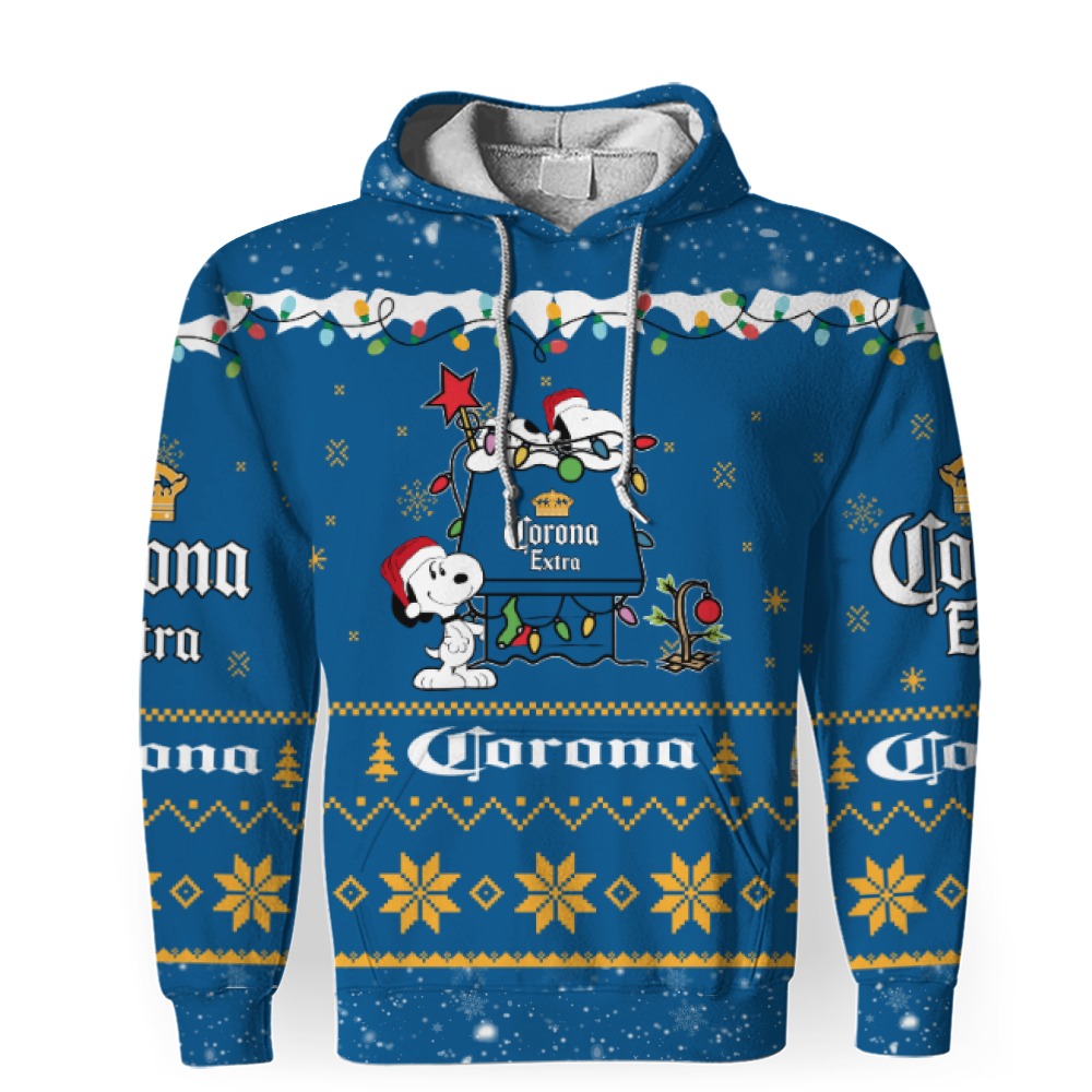 corona extra american merry christmas snoopy house cute fan gift 3d unisex hoodie 1 Corona Extra American Merry Christmas, Snoopy House Cute Fan Gift-3D Unisex Hoodie - Image 1