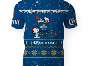Corona Extra American Merry Christmas, Snoopy House Cute Fan Gift-3D Unisex T-Shirt - Image 1
