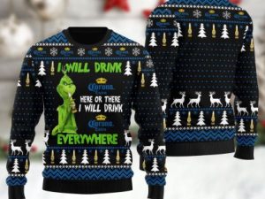 Corona Extra Grinch Will Drink Everywhere Ugly Christmas Sweater - Image 1