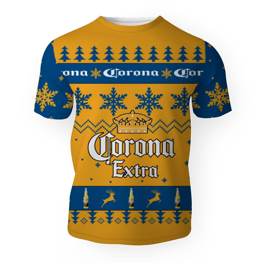 corona extra merry christmas unisex gift fan 3d unisex t shirt 1 Corona Extra Merry Christmas Unisex Gift Fan-3D Unisex T-Shirt - Image 1