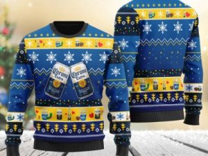 Corona Extra Snowflake Pattern Ugly Christmas Sweater - Image 1