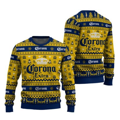 corona extra snowing christmas ugly christmas sweater 1 Corona Extra Snowing Christmas Ugly Christmas Sweater - Image 1