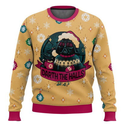 cosmic battles darth the halls ugly christmas sweater 1 Cosmic Battles Darth The Halls Ugly Christmas Sweater - Image 1