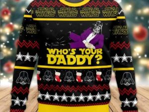 Cosmic Battles Funny Whos Your Daddy Ugly Christmas Sweater - Image 1