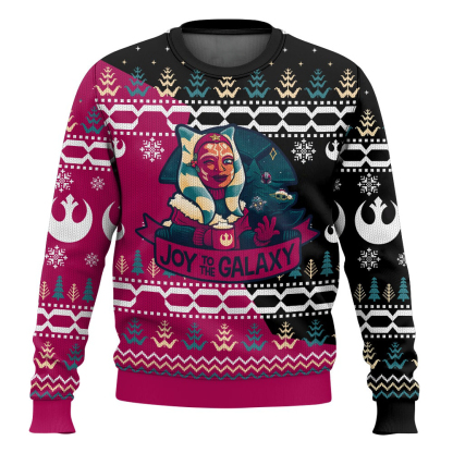 cosmic battles joy to the galaxy ugly christmas sweater 1 Cosmic Battles Joy To The Galaxy Ugly Christmas Sweater - Image 1