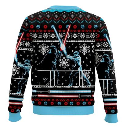 cosmic battles lightsaber duel faux ugly christmas sweater 2 Cosmic Battles Lightsaber Duel Faux Ugly Christmas Sweater - Image 2