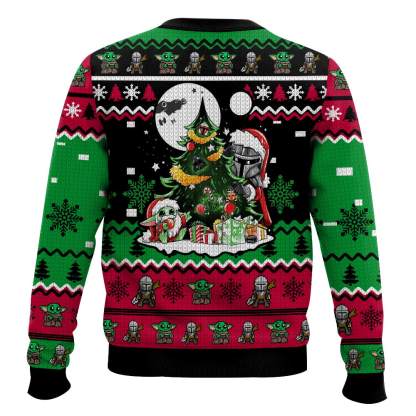 cosmic battles mandalorian ugly christmas sweater 2 Cosmic Battles Mandalorian Ugly Christmas Sweater - Image 2