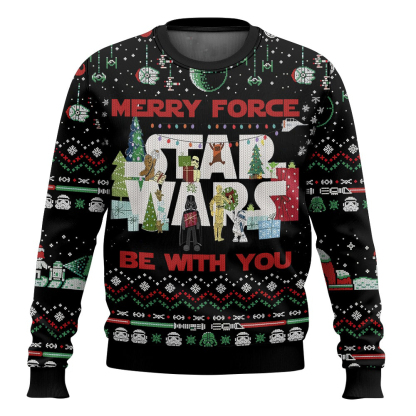 cosmic battles merry force be with you ugly christmas sweater 1 Cosmic Battles Merry Force Be With You Ugly Christmas Sweater - Image 1