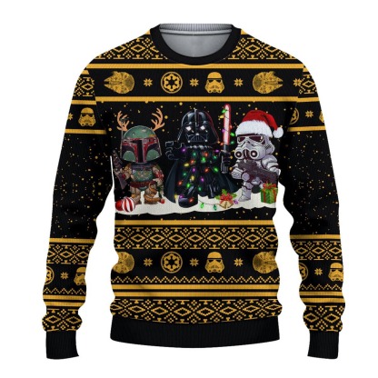 cosmic battles ugly christmas sweater holiday gift for family 1 Cosmic Battles Ugly Christmas Sweater Holiday Gift For Family - Image 1