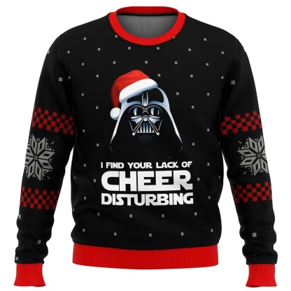 cosmic battles vader lack of cheer ugly christmas sweater 1 Cosmic Battles Vader Lack Of Cheer Ugly Christmas Sweater - Image 1