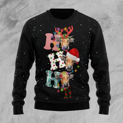 cow ho ho ho ugly christmas sweaters 1 Cow Ho Ho Ho Ugly Christmas Sweaters - Image 1
