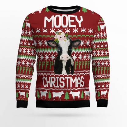 cow mooey christmas ugly christmas sweater 1 Cow Mooey Christmas Ugly Christmas Sweater - Image 1