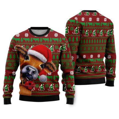 cow ugly christmas sweater 1 Cow Ugly Christmas Sweater - Image 1
