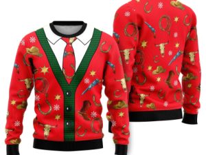 Cowboy Cardigan Ugly Christmas Sweater - Image 1