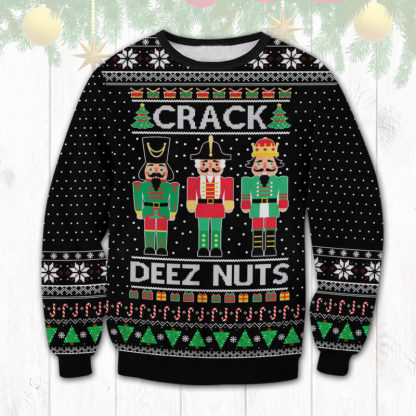 crack deez nuts nutcracker soldier ugly christmas sweater 1 Crack Deez Nuts Nutcracker Soldier Ugly Christmas Sweater - Image 1