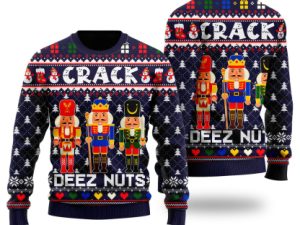 Crack Deez Nuts Ugly Christmas Sweater - Image 1