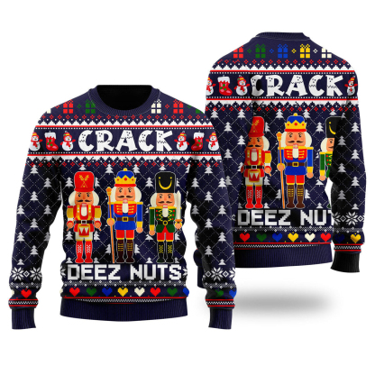 crack deez nuts ugly christmas sweater 1 Crack Deez Nuts Ugly Christmas Sweater - Image 1