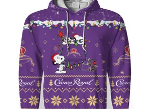 Crown Royal American Merry Christmas, Snoopy House Cute Fan Gift-3D Unisex Hoodie - Image 1
