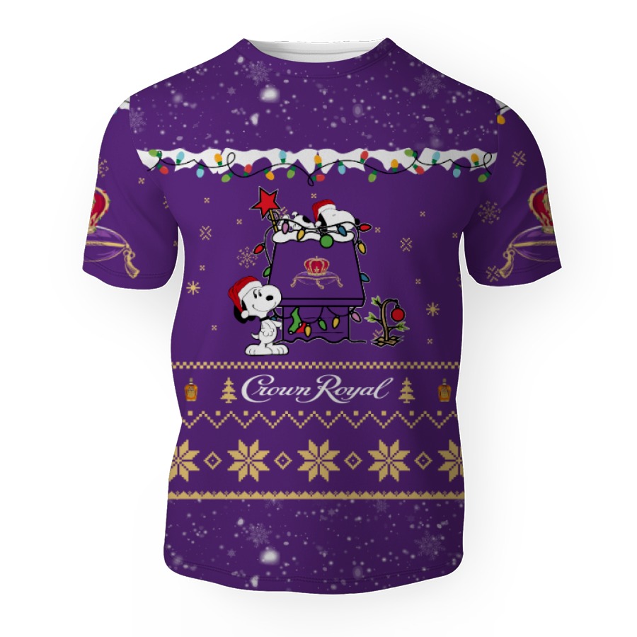 crown royal american merry christmas snoopy house cute fan gift 3d unisex t shirt 1 Crown Royal American Merry Christmas, Snoopy House Cute Fan Gift-3D Unisex T-Shirt - Image 1