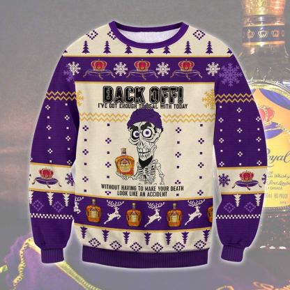 crown royal back off ugly christmas sweater 1 Crown Royal Back Off Ugly Christmas Sweater - Image 1