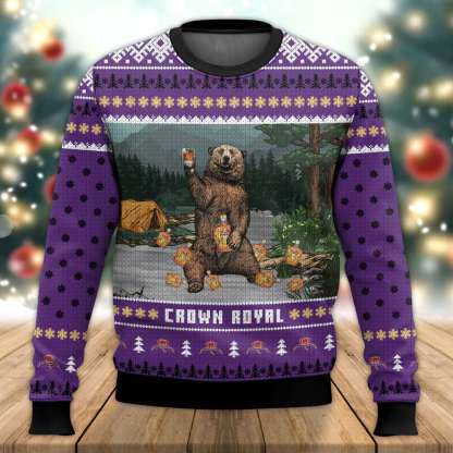 crown royal bear ugly christmas sweater 1 Crown Royal Bear Ugly Christmas Sweater - Image 1