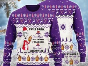 Crown Royal Cat Hat Will Drink Everywhere Ugly Christmas Sweater - Image 1