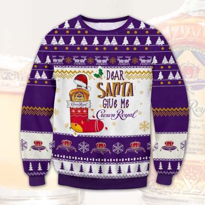 crown royal dear santa ugly christmas sweater 1 Crown Royal Dear Santa Ugly Christmas Sweater - Image 1